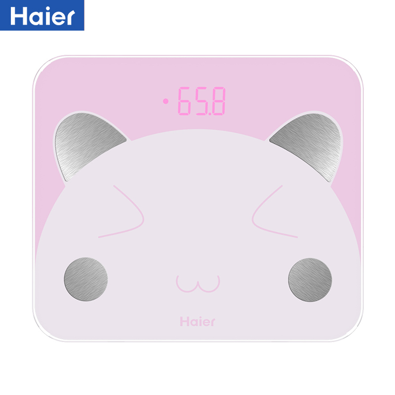 海尔(Haier)智能体脂称TZC19-00(F) 家用体重秤精准成人USB充电电子秤减肥称重脂肪秤APP智能粉熊猫