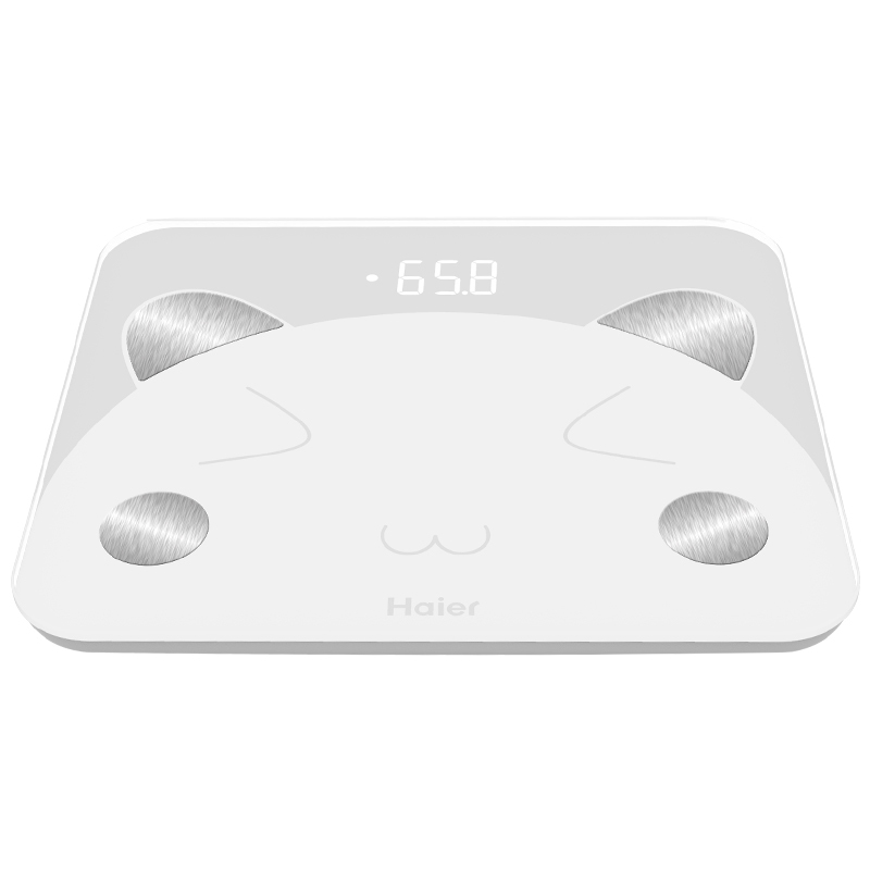 海尔(Haier)智能体脂称TZC19-00(F) 家用体重秤精准成人USB充电电子秤减肥称重脂肪秤APP智能粉熊猫