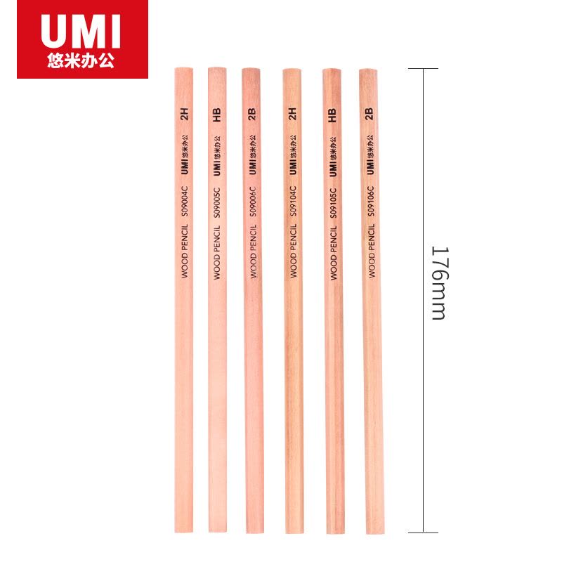 安兴纸业 悠米(UMI )原木六棱铅笔 2B 30支/筒 S09103C (12筒 共360支)图片