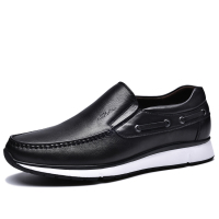 金猴（Jinho）秋季潮流 头层牛皮 办公室日常男士套脚帆船休闲男皮鞋 Q20028A