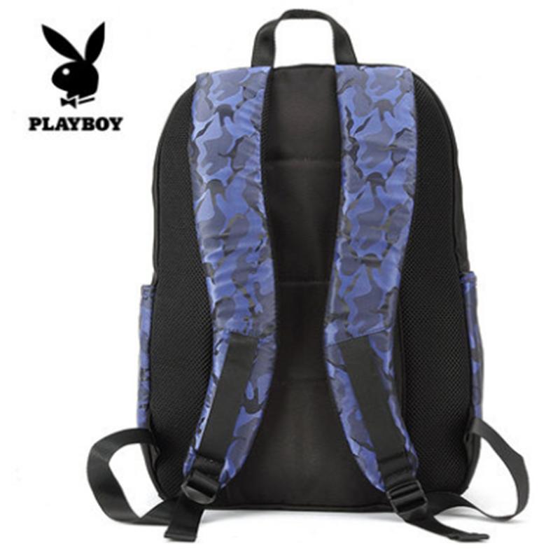 花花公子(PLAYBOY)14.1寸双肩背包双肩电脑包 休闲时尚 韩版商务电脑数码包书包PBN0271旅行包蓝色