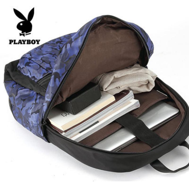 花花公子(PLAYBOY)14.1寸双肩背包双肩电脑包 休闲时尚 韩版商务电脑数码包书包PBN0271旅行包蓝色