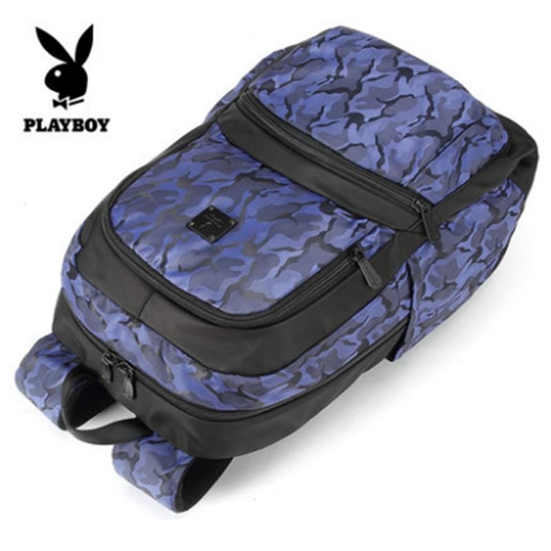 花花公子(PLAYBOY)14.1寸双肩背包双肩电脑包 休闲时尚 韩版商务电脑数码包书包PBN0271旅行包蓝色