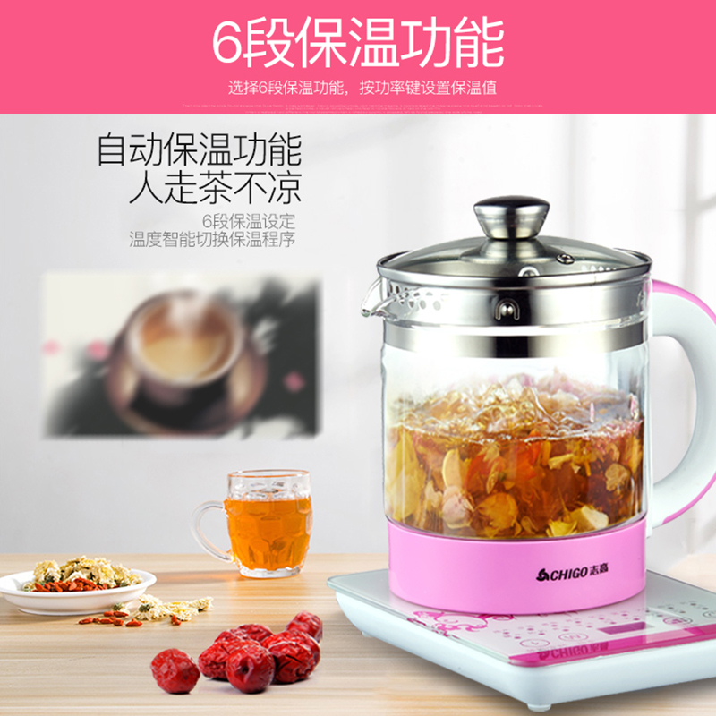 志高(CHIGO)养生壶ZG-S1826 1.5L 不锈钢发热盘 6段保温 18大功能 煎药壶电水壶 紫色 配滤网赠品
