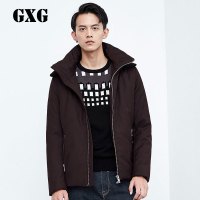 GXG棉衣男装冬季男士酒红时尚休闲潮流都市修身休闲可卸毛领棉衣