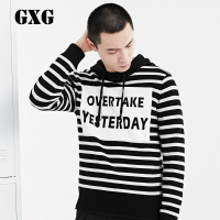 GXG针织衫男装春季男士时尚休闲修身黑白条圆领针织衫#171820509