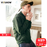 VIISHOW2018春季新款夹克军绿男士宽松外套青年帅气棒球服学生装JC1002181