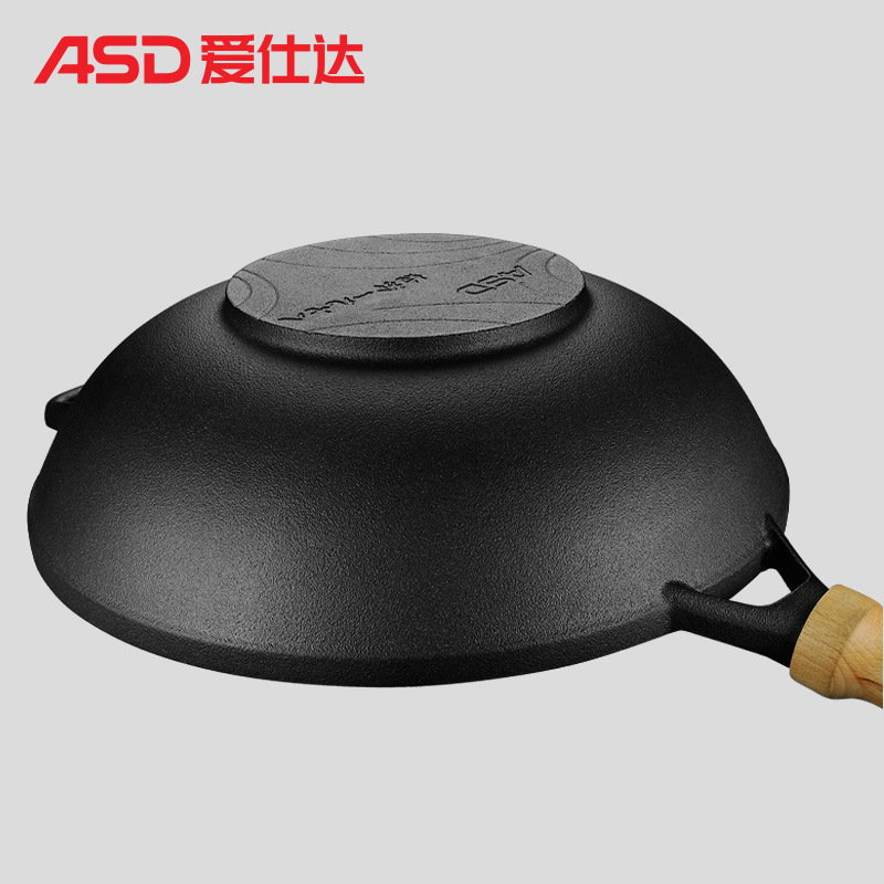 爱仕达(ASD)炒锅 CF30V1WG 30CM古道原生态炒锅 爆炒木盖锅具燃气明火专用