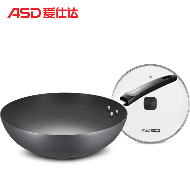 爱仕达(ASD)锅具炒锅 CF30J4WG 30CM无涂层锈不了精铁炒锅精铁锅具 铁锅明火专用炒锅
