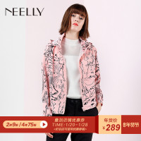 Neelly/纳俪2018春季新款短款抽象图案休闲外套风衣_1