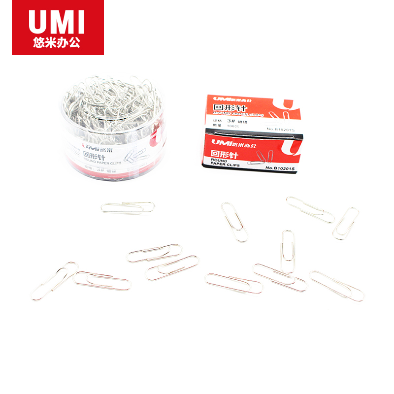 安兴纸业 悠米(UMI )银色回形针 (盒装 100PCS/盒) B10201S 50盒装