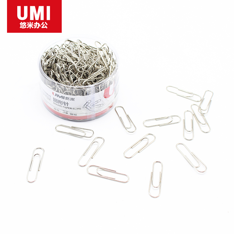 安兴纸业 悠米(UMI )银色回形针 (盒装 100PCS/盒) B10201S 50盒装