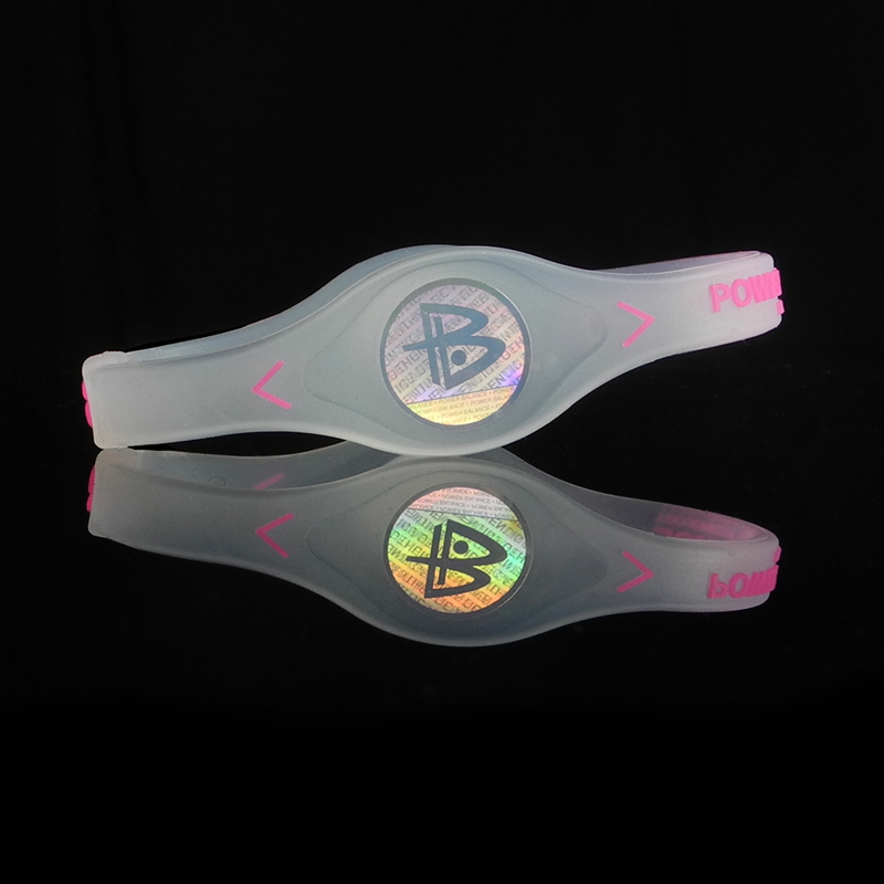 POWER BALANCE 霸能 能量平衡手环 运动手环 透明色粉字核心款XS码160