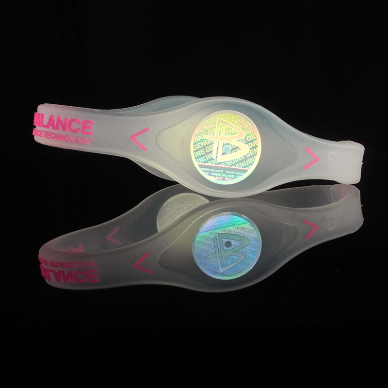 POWER BALANCE 霸能 能量平衡手环 运动手环 透明色粉字核心款XS码160