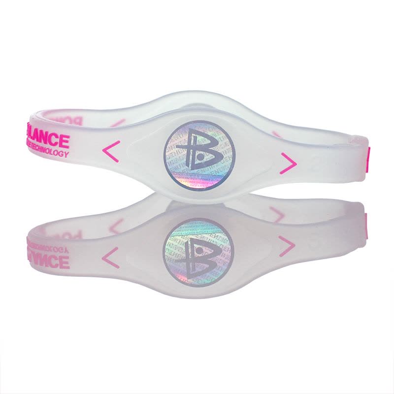 POWER BALANCE 霸能 能量平衡手环 运动手环 透明色粉字核心款S码175图片