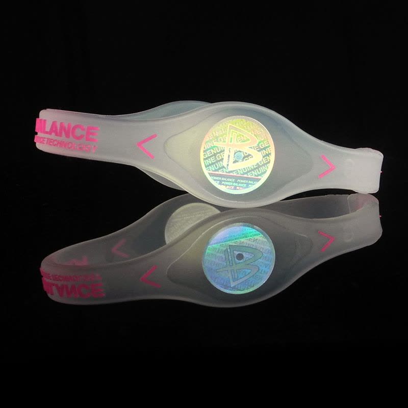 POWER BALANCE 霸能 能量平衡手环 运动手环 透明色粉字核心款S码175图片