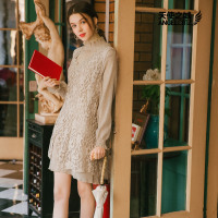 天使之城新品花瓣领连衣裙两件套装时尚优雅套裙