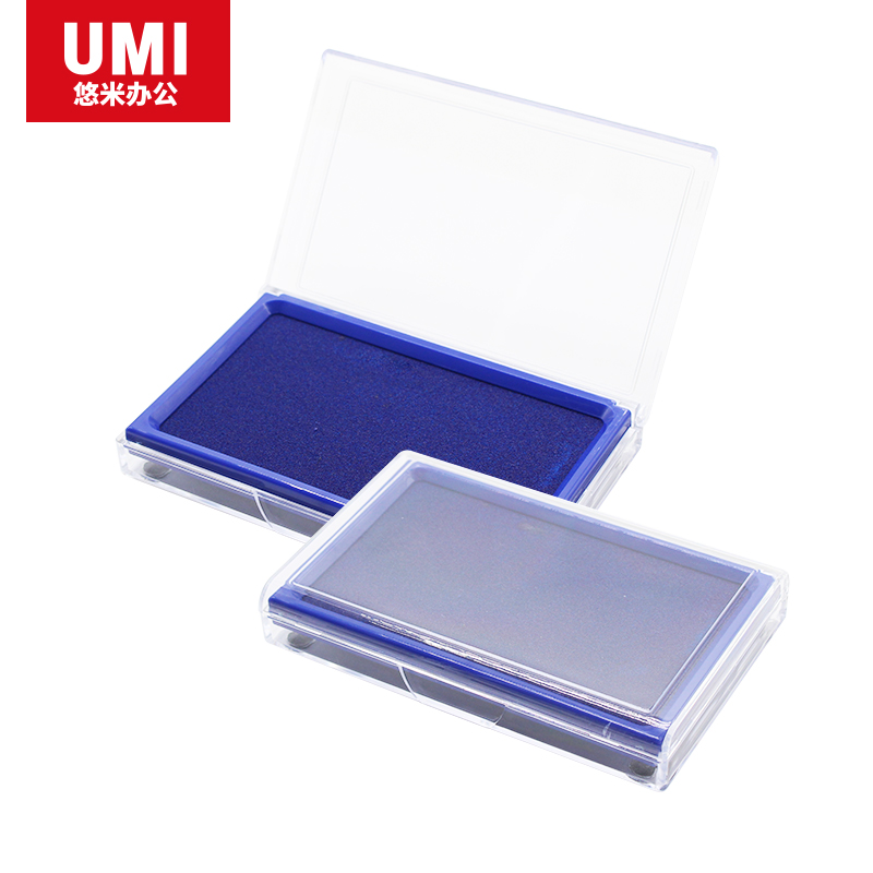 安兴纸业 悠米(UMI) 方形透明盒盖快干印台 B08102B 蓝色 2盒装高清大图