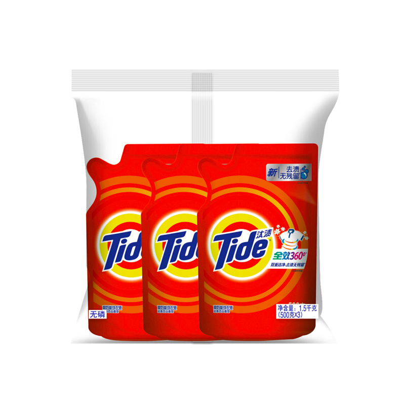 汰渍全效洗衣液500gx3袋装组