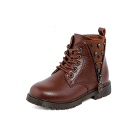 牧童童鞋冬款男童靴子2015新款童鞋潮款马丁靴个性拉链铆钉学生靴
