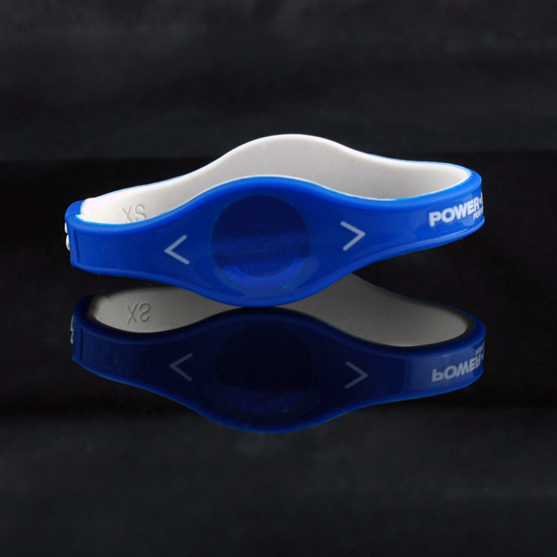 POWER BALANCE 霸能 高浓度负离子防手机电脑辐射 能量平衡手环 硅胶手环蓝色S