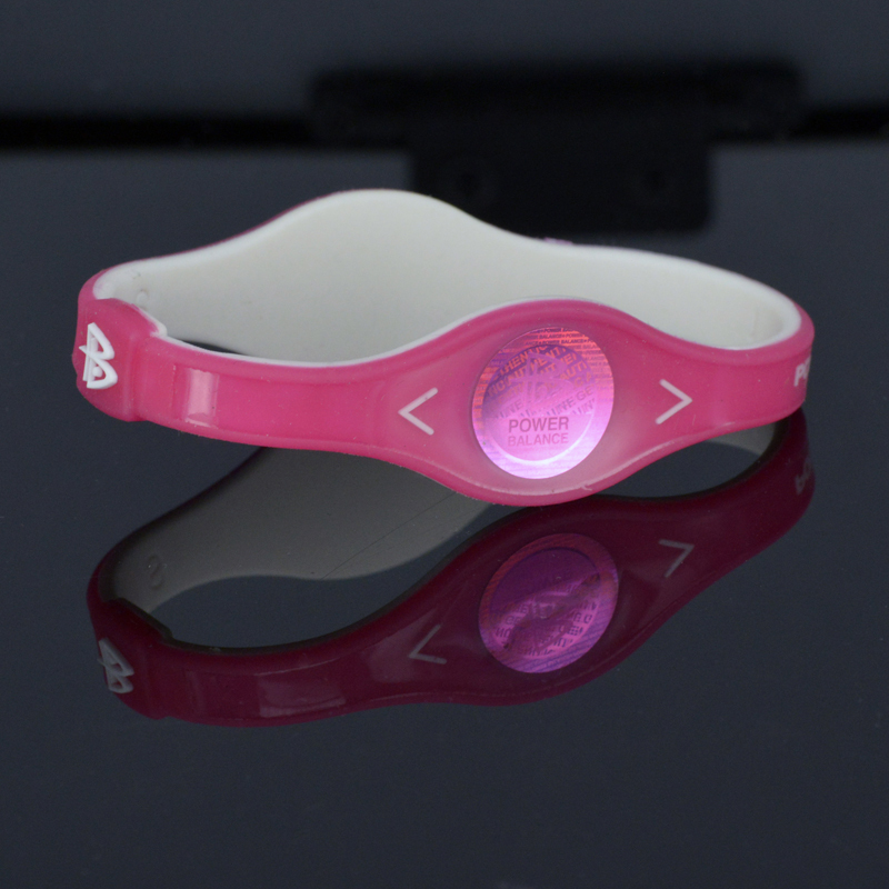 POWER BALANCE 霸能 高浓度负离子防手机电脑辐射 能量平衡手环 硅胶手环粉色M190