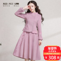 烟花烫2018秋季新款女装开衫外套+半身裙两件套装 雁过南云3731830