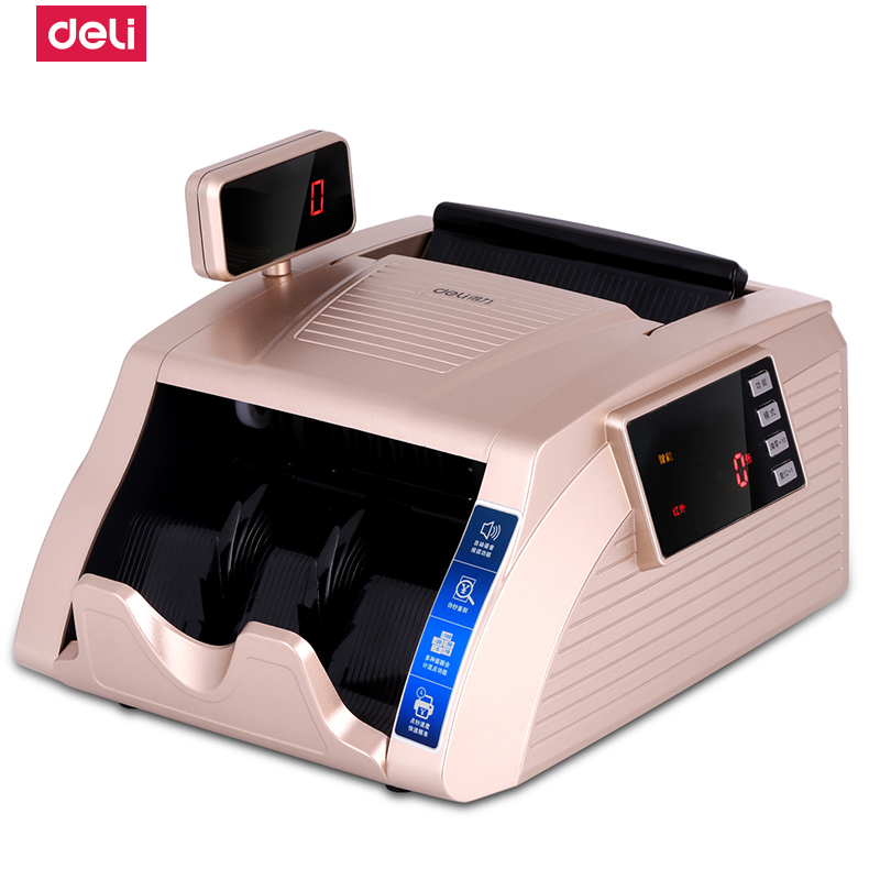 得力deli3925点钞机银行专用验钞机支持新版人民币智能语音双屏金色