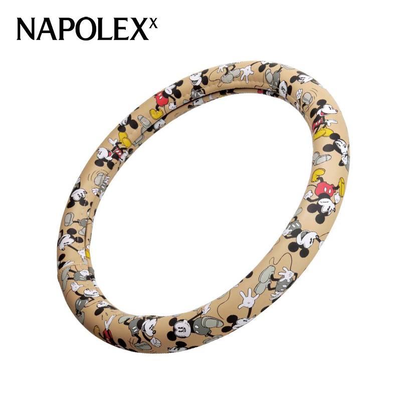 NAPOLEX迪士尼汽车用品WD-246方向盘套 米奇碎花米奇 卡通可爱汽车方向盘套 四季通用车用把套
