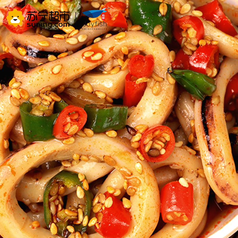 哈鲜(joyfish) 冷冻麻辣鱿鱼圈 150g 罐装