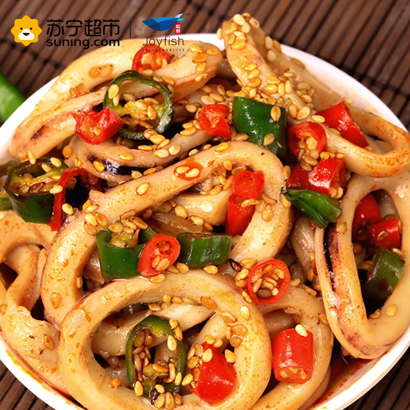哈鲜(joyfish) 冷冻麻辣鱿鱼圈 150g 罐装