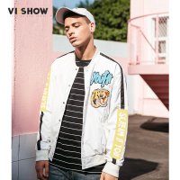 VIISHOW2018春季新款夹克潮牌印花棒球服男士休闲外套修身棒球领