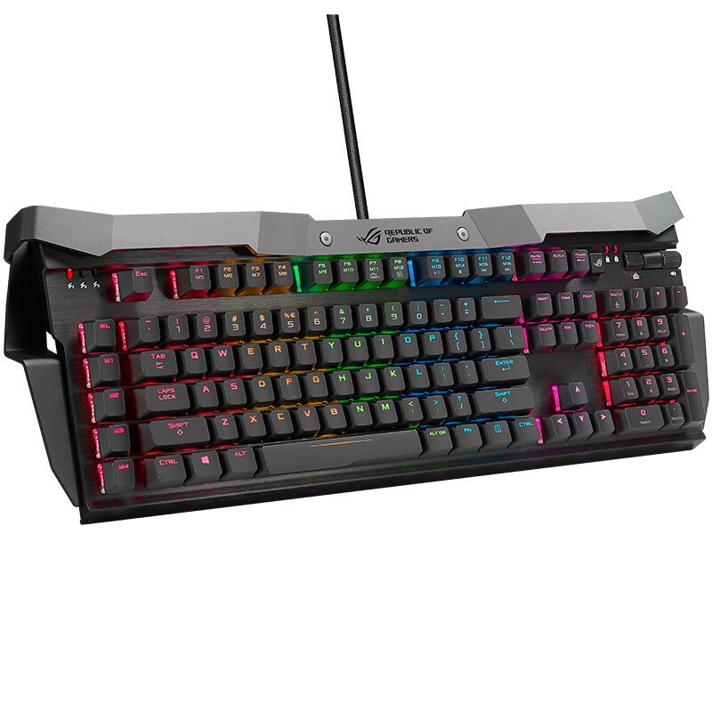 华硕(ASUS)GK2000 RGB ROG玩家国度 电竞机械游戏键盘 黑 樱桃RGB红轴 绝地求生吃鸡键盘