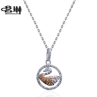 圆环天鹅s925银项链女 锁骨链韩版简约学生创意潮人 情人节送女友