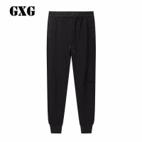 GXG休闲裤男装春季时尚潮流黑色裤子束脚针织休闲长裤#173802635