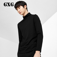 GXG针织衫男装秋男士时尚休闲修身黑色长袖高领针织衫#63134440