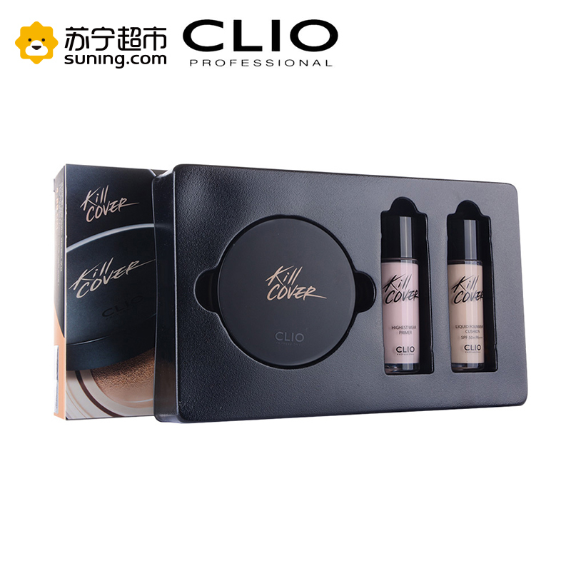 CLIO 珂莱欧 无瑕水润气垫粉底 妆前乳版套装 4#自然肤色(含气垫粉底bb霜15g+替换装20g+妆前乳20ml)