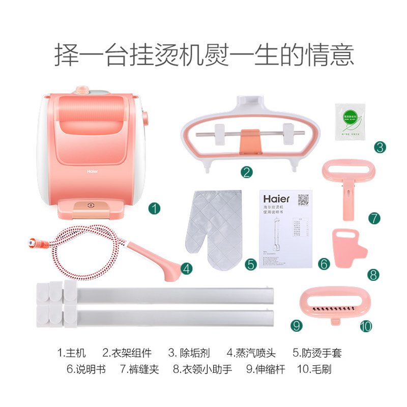 海尔(Haier)挂烫机 HY-GS2306FG 大功率双杆大蒸汽 家用小型 挂式铝材质电熨斗 2.4升水箱防干烧熨烫机