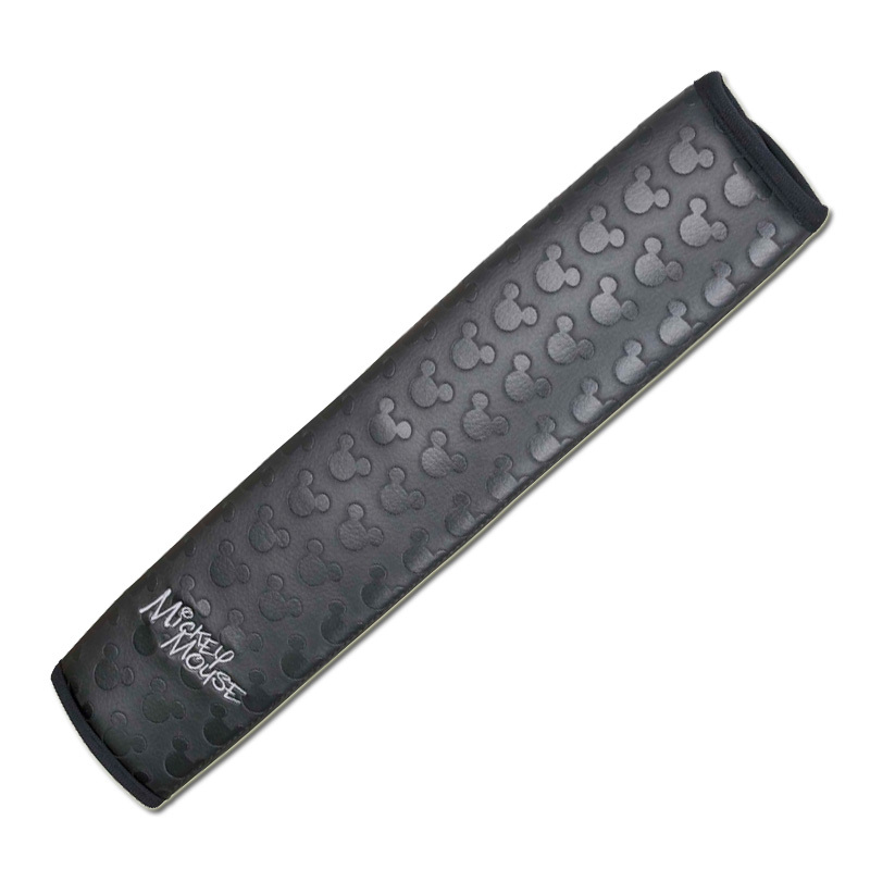 NAPOLEX迪士尼汽车用品米奇纯黑皮革压印安全带护肩(单只装)WD-206加长安全带套 卡通可爱保险带护肩套内饰黑色