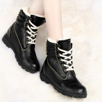 铆钉保暖防水台平跟短靴