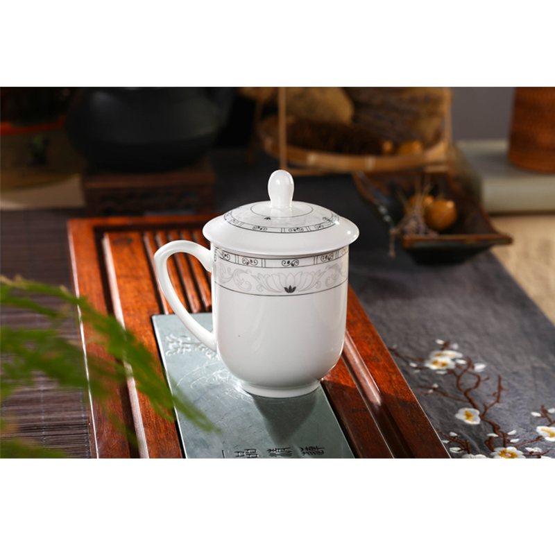鹏博陶瓷 茶杯 会议杯 杯-白玉莲单杯 (个)