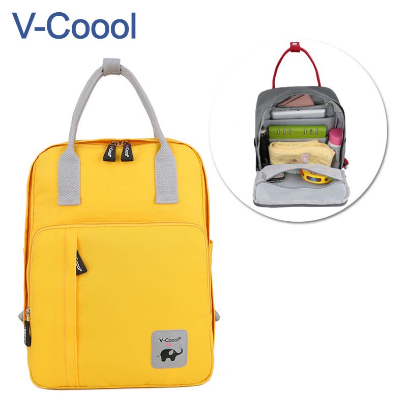 V-Coool 多功能时尚双肩妈咪包大容量母婴包背包妈咪用品 10ML高端休闲双肩妈咪包 姜黄 11-338114图片