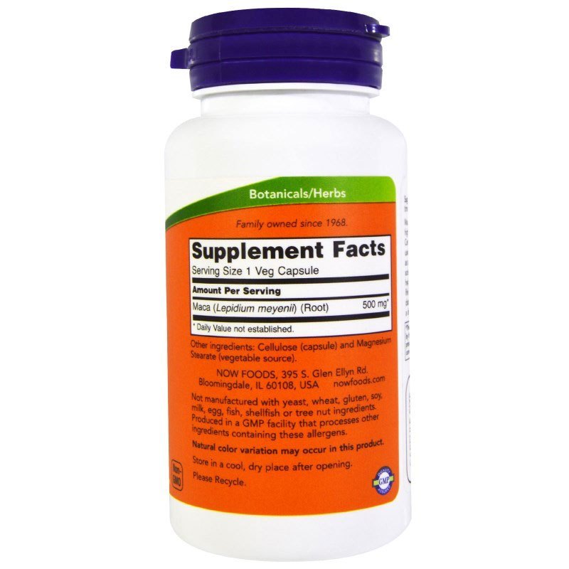 [提升精力]诺奥(NOW)Now Foods 秘鲁玛卡maca胶囊瓶装100粒成年男性保健品