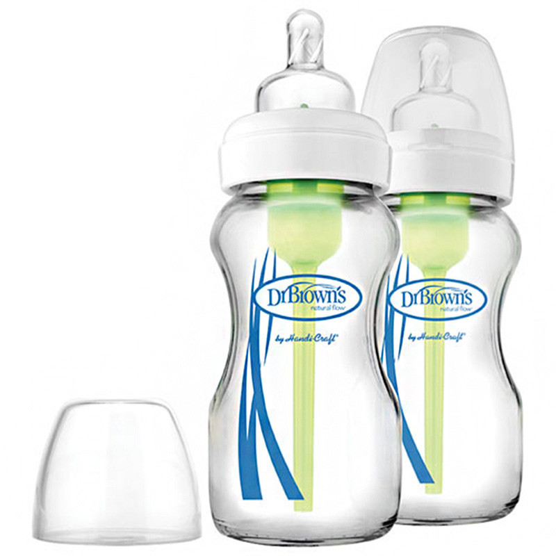 Dr.Brown’s/布朗博士 WB9200-P2 最新款爱宝选玻璃防胀气宽口径奶瓶 270ml 2件套