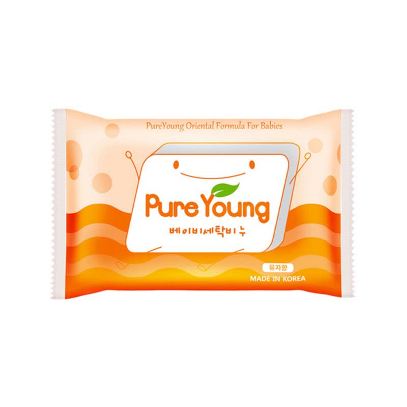 飘漾(Pure Young)婴幼儿洗衣皂 儿童宝宝专用洗衣皂 肥皂 柚子香200g×4联包(韩国原装进口)图片