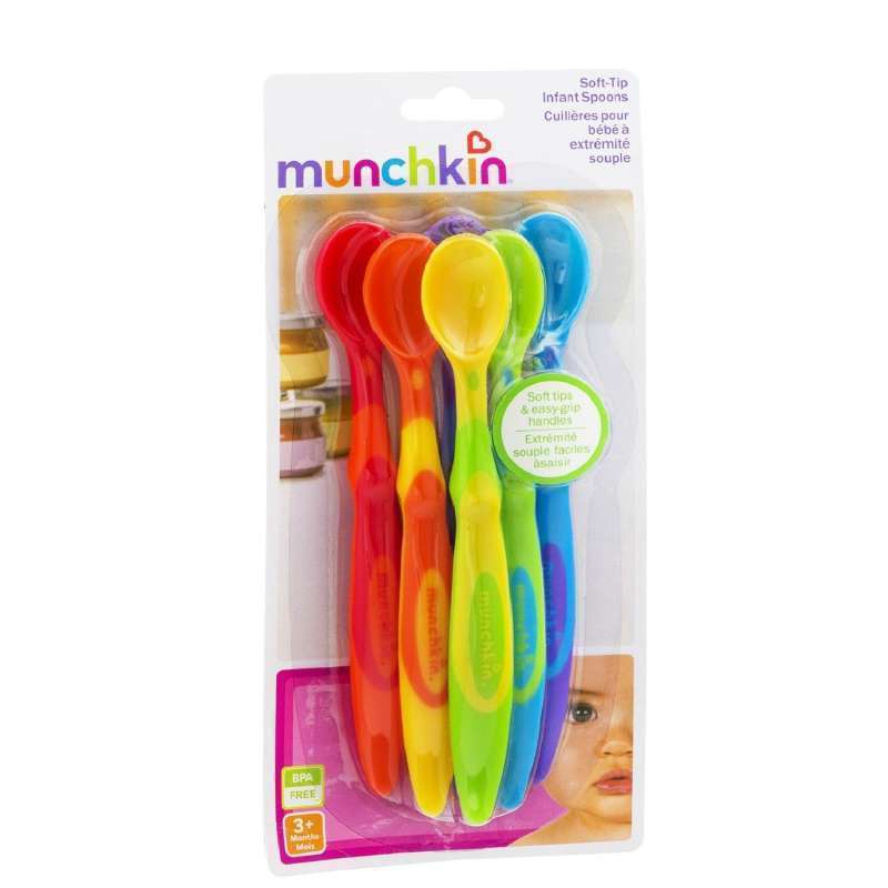 Munchkin 满趣健/麦肯齐 彩色辅食勺 硅胶PP材质彩色长柄小勺子 颜色随机 6个装