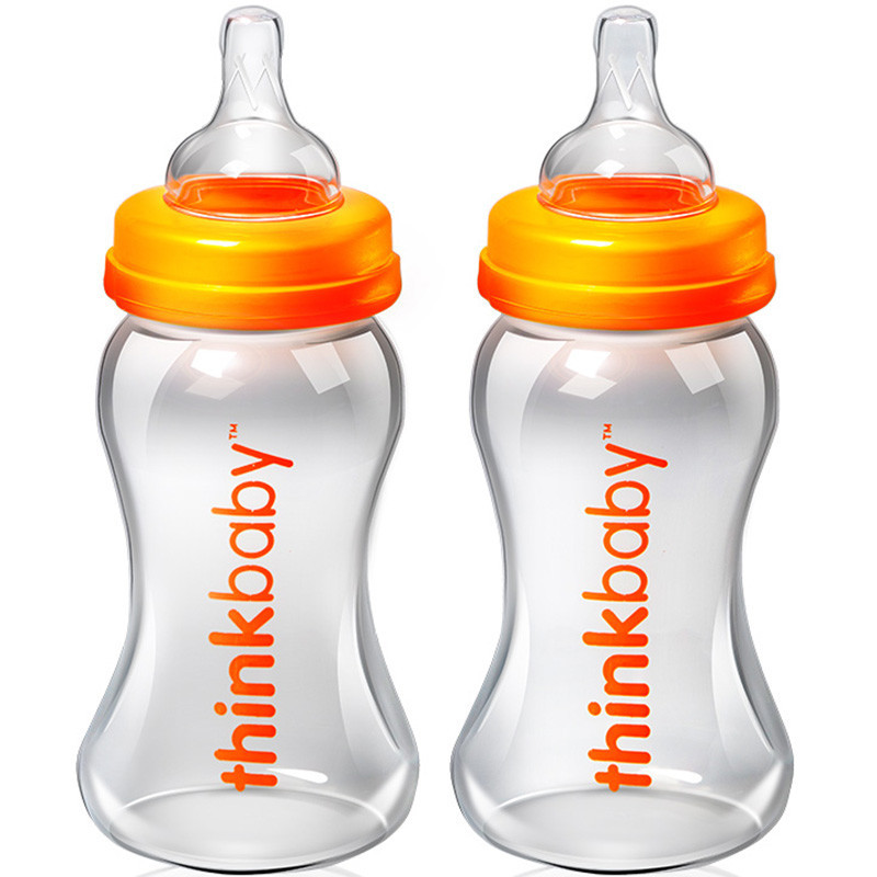 2个装|Thinkbaby 辛克宝贝 09PP11 婴儿宝宝防摔防胀气宽口径奶瓶 260ml