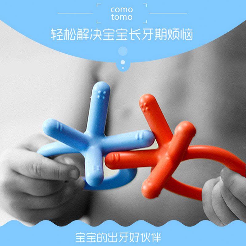 Comotomo/可么多么 ENBTB 婴儿3D全方位牙胶咬胶/固齿器安抚奶嘴 3-12个月 硅胶 蓝色 1个/盒图片