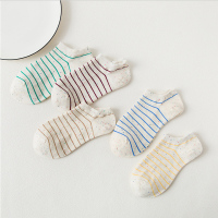 初愫10双装素色点子纱学院风百搭船袜低帮棉质女短袜