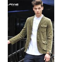 LLANNE休闲西装男外套春季青年英伦单西男士小西装修身灯芯绒西服